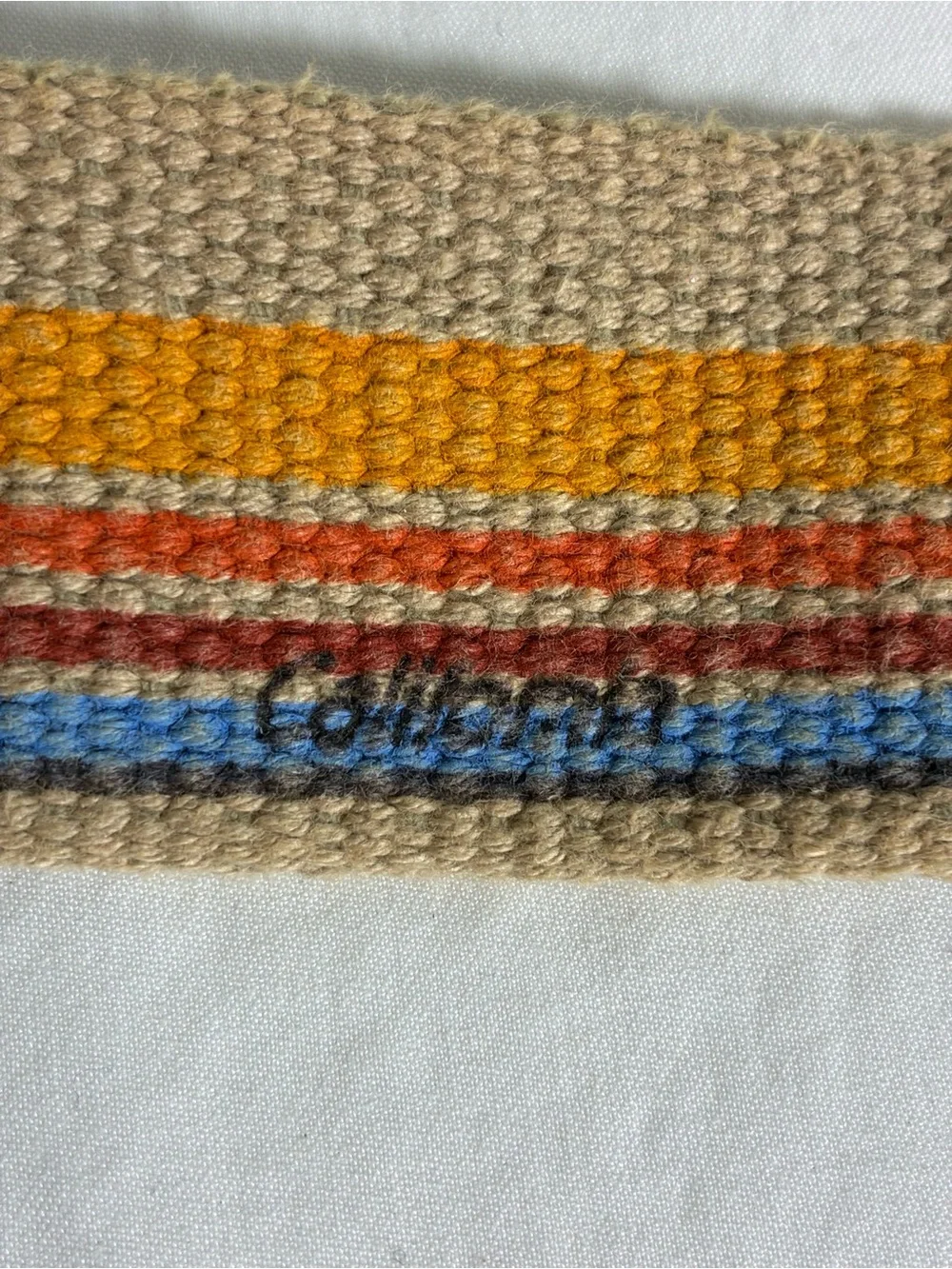 Unbranded California unisex belt 43” long Woven Stripe Canvas Ring buckle